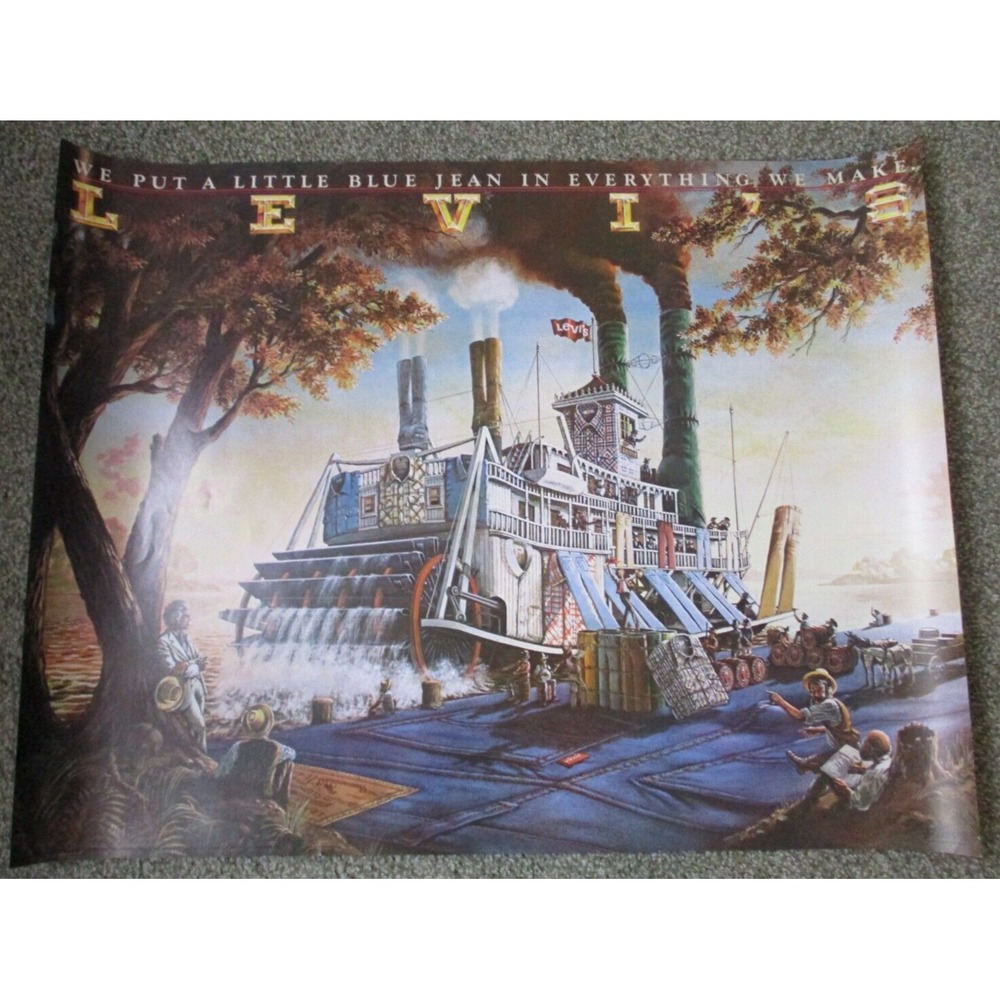 Vtg Levi's "We Put A Little Blue Jean In Everything We Make" Steamboat Poster